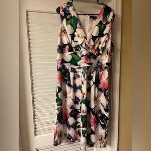 Ralph Lauren White Midi Dress with Multicolor Floral Print